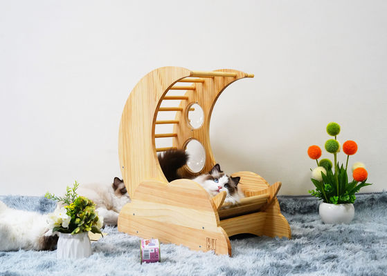 हॉलुपेट्स कैट स्क्रैचर हाउस पेट कोंडो कैट वुडन बेड ट्री हाउस