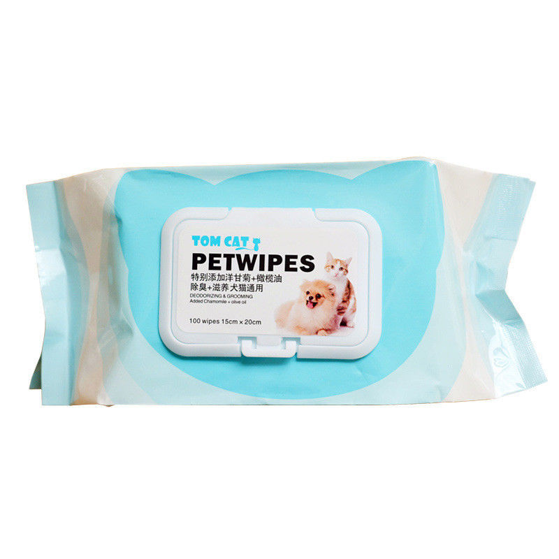 पालतू सौंदर्य उपकरण 100pcs Hypoallergenic पालतू गीले ऊतक कुत्ते के लिए आंसू सफाई