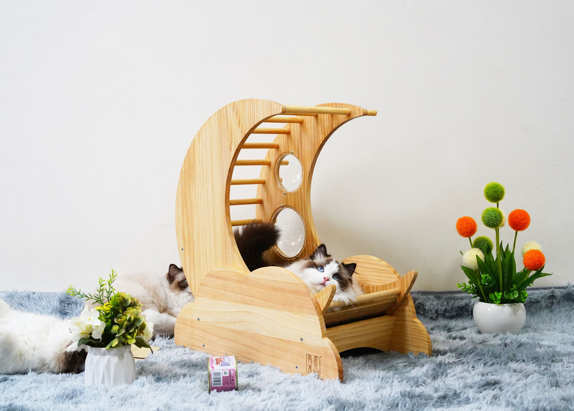 हॉलुपेट्स कैट स्क्रैचर हाउस पेट कोंडो कैट वुडन बेड ट्री हाउस