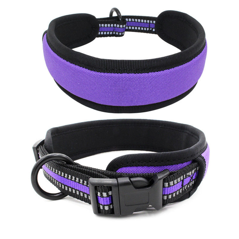 Neoprene अस्तर कुत्ता कॉलर पट्टा ट्रैक्शन रस्सी सेट कुत्ते पट्टा के साथ चिंतनशील बद्धी त्वरित रिलीज बकल कॉलर सेट करें
